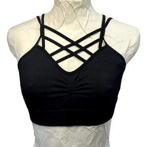 Sexy Strappy Caged Sports Bra Womens SZ S Athletic Activewear Fitness Coquette